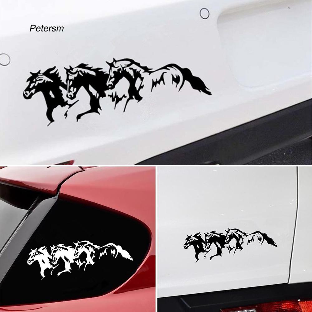 Decal dán trang trí hình chú ngựa trên xe hơi ptsm _ Running horses chống thấm nước