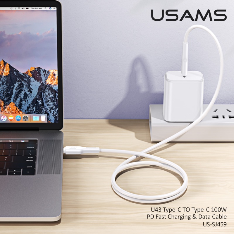 Dây Cáp Sạc Nhanh USAMS PD 100W Hai Cổng Type-C — Type-C 5A Cho 1Phone15 Android iPd Máy Tính Bảng