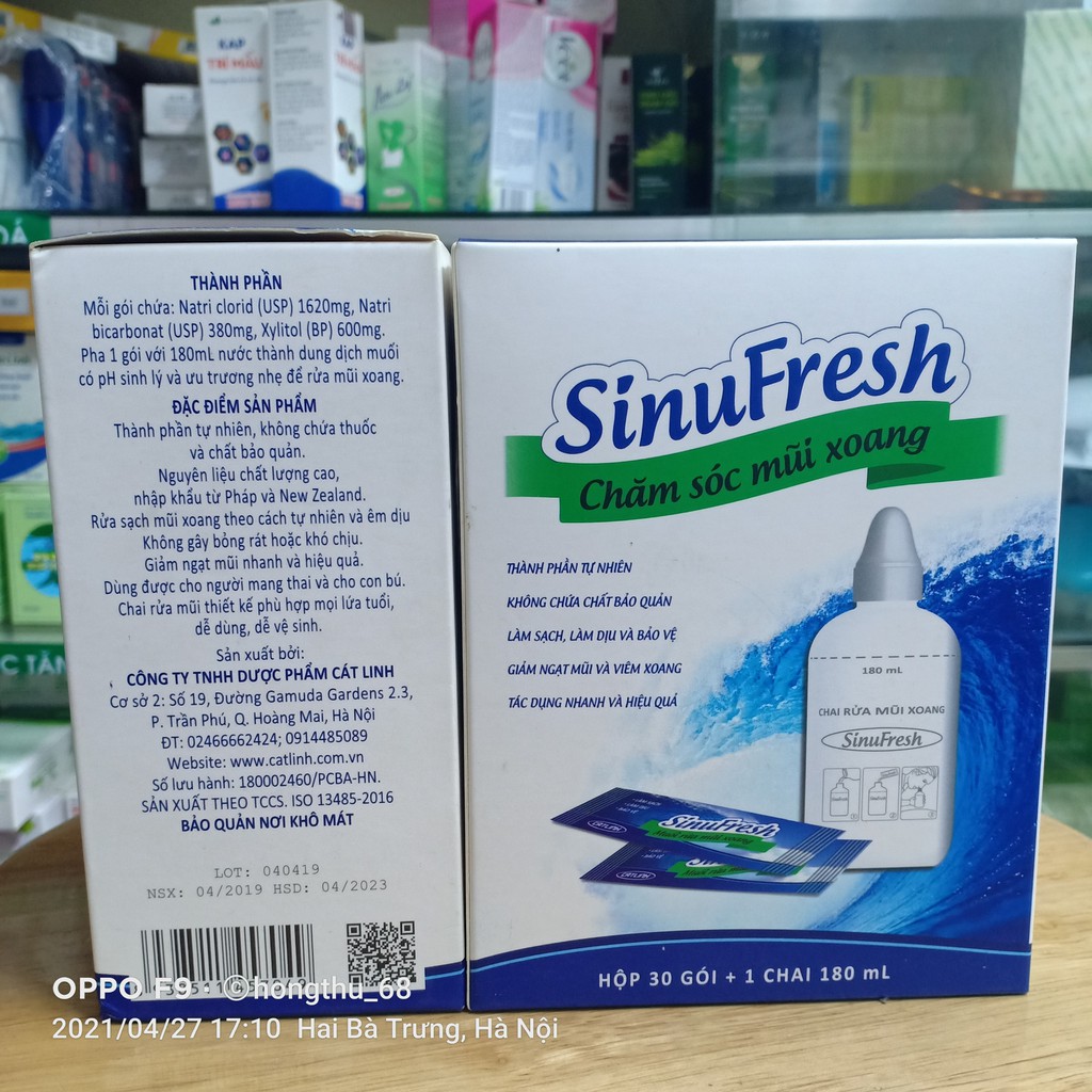 Bình rửa mũi SinuFresh kèm 30 muối