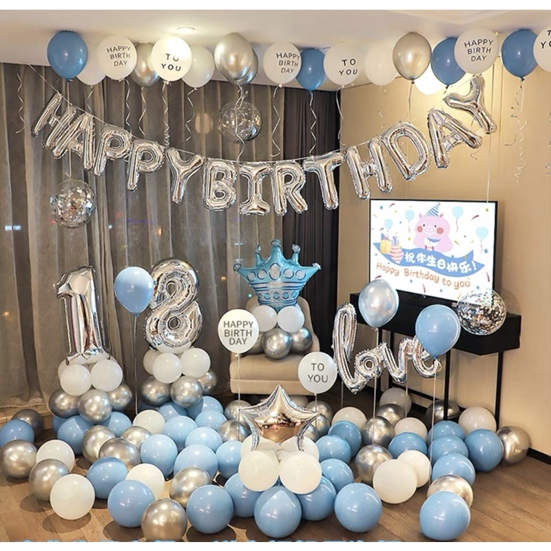 Combo Set Trang Trí Sinh Nhật Kèm Đèn Led Và Đầy Đủ Phụ Kiện