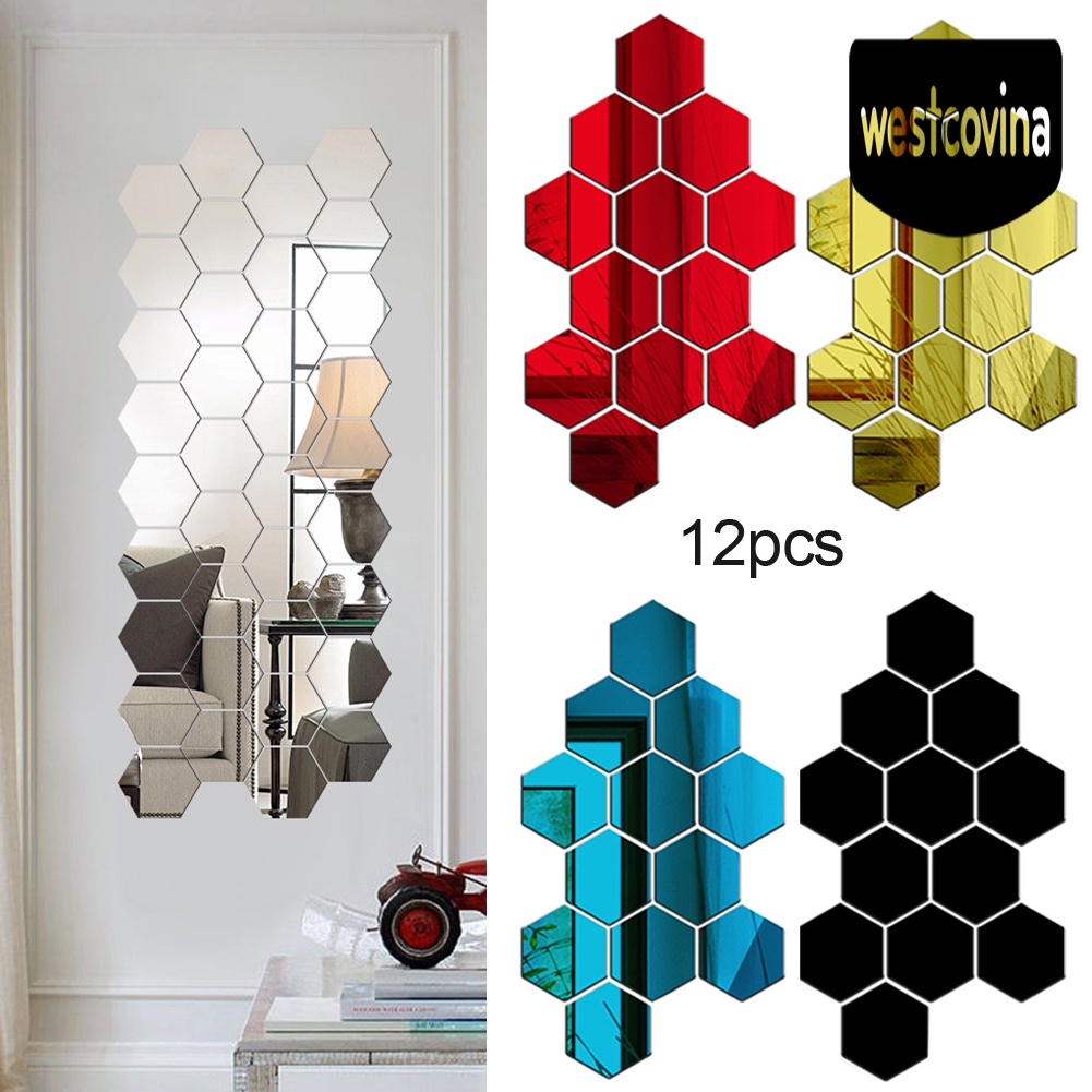 [Hot]☀ Gương Dán Tường Hình Lục Giác 3D