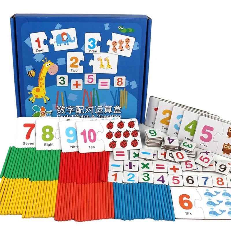 Đồ chơi toán học montessori đồ chơi học toán kèm que tính, thẻ phép tính, phát triển trí thông minh cho bé Binkids DC31