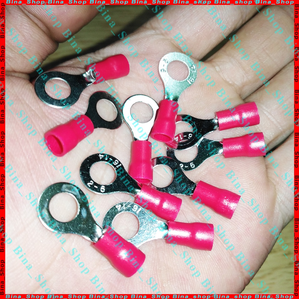 Đầu cos tròn RV2-6 lỗ vít 6.5mm đỏ/đen