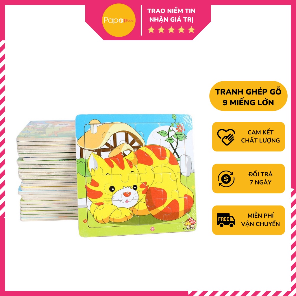 Đồ chơi tranh ghép hình 9 miếng gỗ puzzle - Bộ ghép hình - Đồ chơi xếp hình