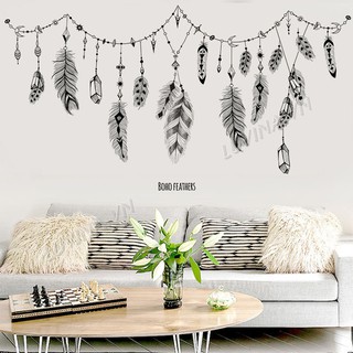 Decal dán tường trang trí phòng khách, quán cafe, văn phòng - Dây lông vũ mới