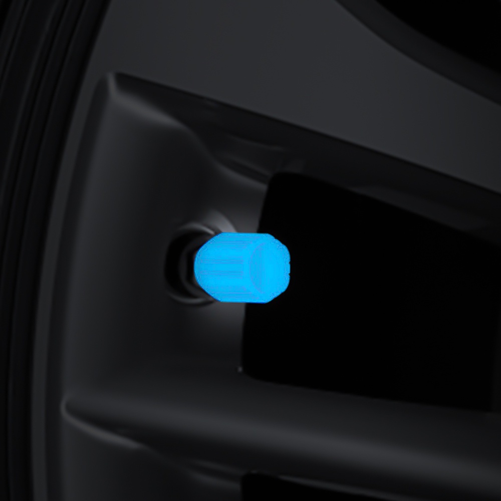 Set 1 / 4 Nắp Van Lốp Xe Hơi / Xe Máy Chống Bụi Màu Xanh Dương Dạ Quang Thông Dụng