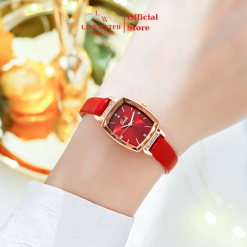 Đồng hồ nữ LaCy Watch đồng hồ đeo tay dây da chống nước mặt chữ nhật cọc số đính kim cương sang chảnh DHVGE0008 | BigBuy360 - bigbuy360.vn
