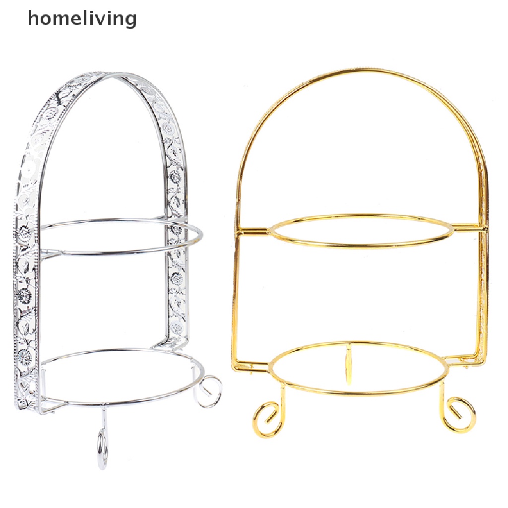 Giá Đỡ Bánh Kem Tráng Miệng Hai Tầng Bằng Kim Loại Màu Vàng Kim Trang Trí Tiệc