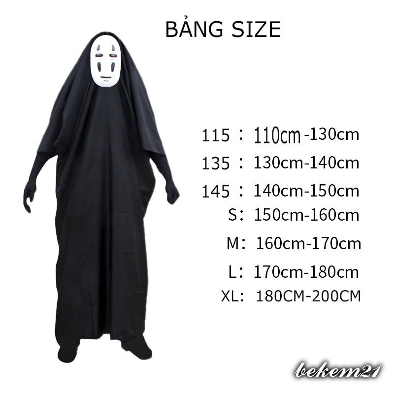 SET BỘ TRANG PHỤC HÓA TRANG NHÂN VẬT MA VÔ DIỆN Hayao Miyazaki SPIRITED AWAY CHO TRẺ EM,NGƯỜI LỚN