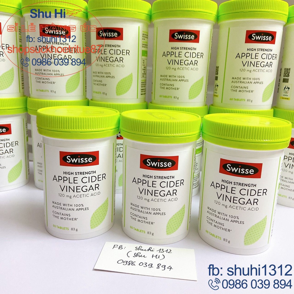 Viên uống giấm táo swisse apple cider cinegar 60 viên úc, giúp giảm cân, đẹp da