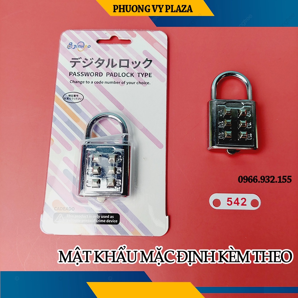 Ổ Khóa Số Bấm 6 Số 40mm Chuyên Khóa Tủ, Vali, Túi Xách, Cao Cấp