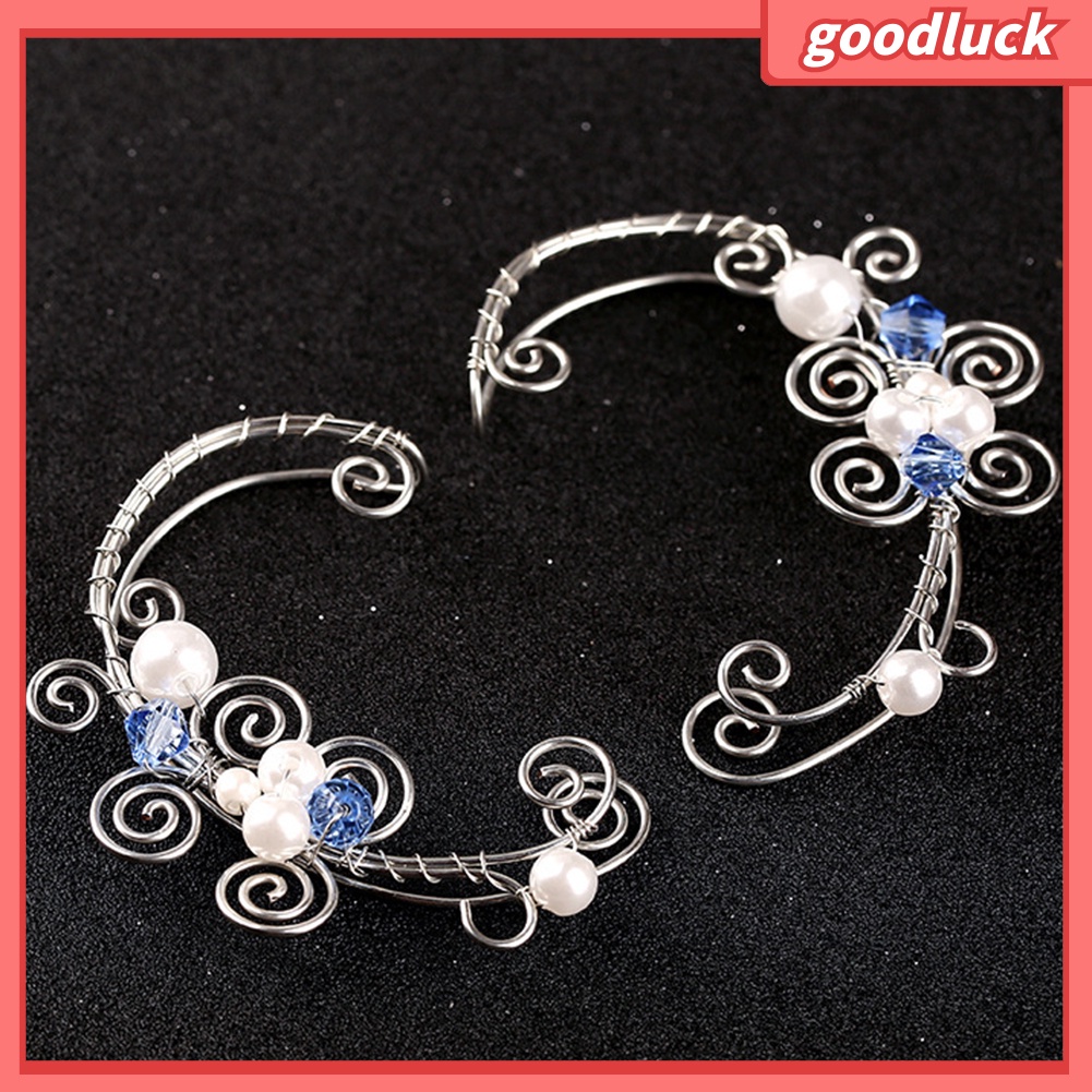 1 Khuyên Kẹp Vành Tai Hình Hoa Lá Đính Ngọc Trai Nhân Tạo Thời Trang