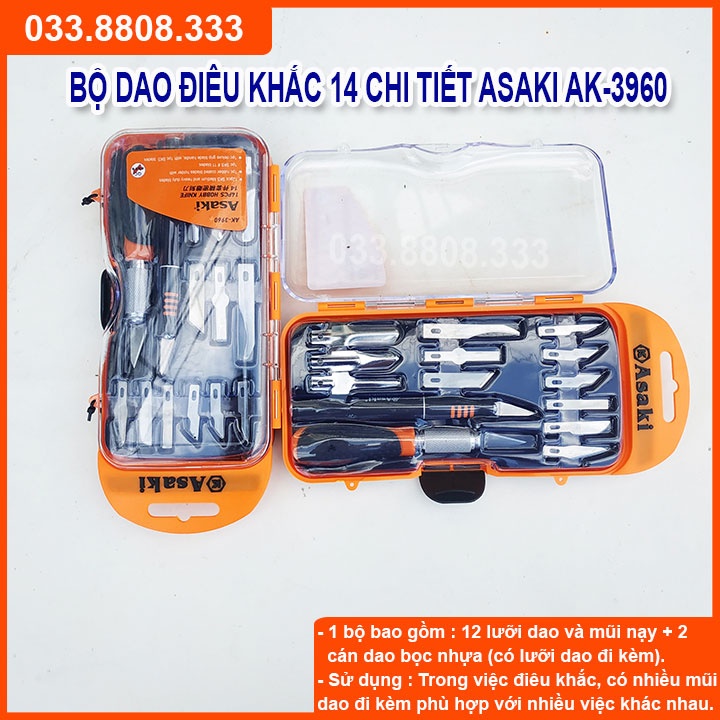 BỘ CHIẾT GHÉP CÂY 14 LƯỠI VÀ 2 CÁN ASAKI CAM -DỤNG CỤ LÀM VƯỜN