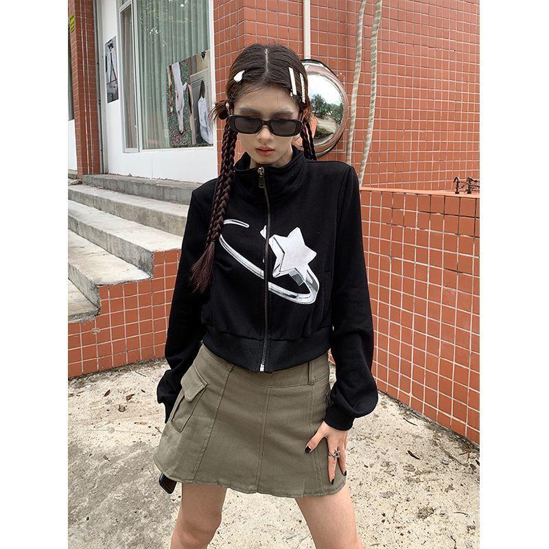 Áo Khoác Cardigan Màu Đen Dáng Rộng Thời Trang Mùa Thu Đông Theo Phong Cách Mỹ Dành Cho Nữ