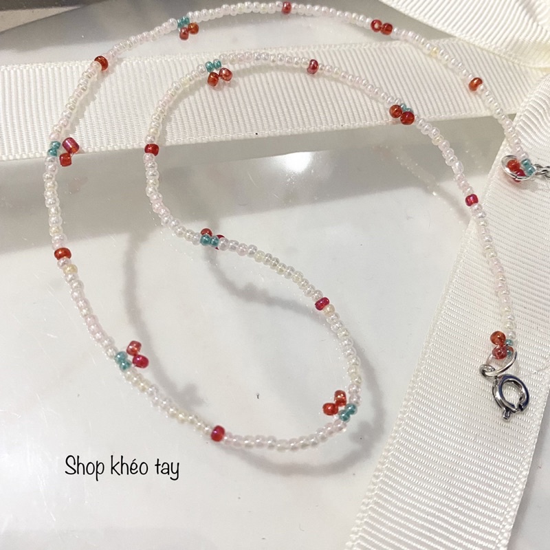 Vòng cổ choker hạt cườm cherry ngọt ngào