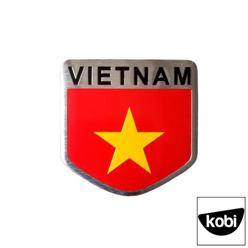 Decal dán xe logo cờ Việt Nam chất liệu kim loại dán xe ô tô, xe hơi, trang trí góc làm việc,có sẵn băng keo 3m phía sau