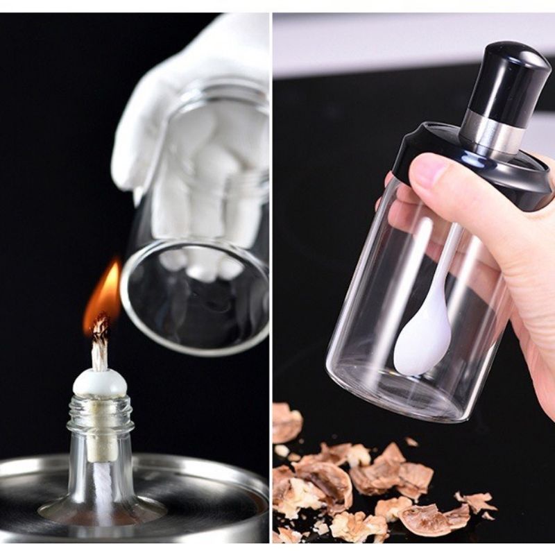 Hũ đựng gia vị thuỷ tinh Hũ gia vị kèm muỗng Lọ đựng gia vị 250ml