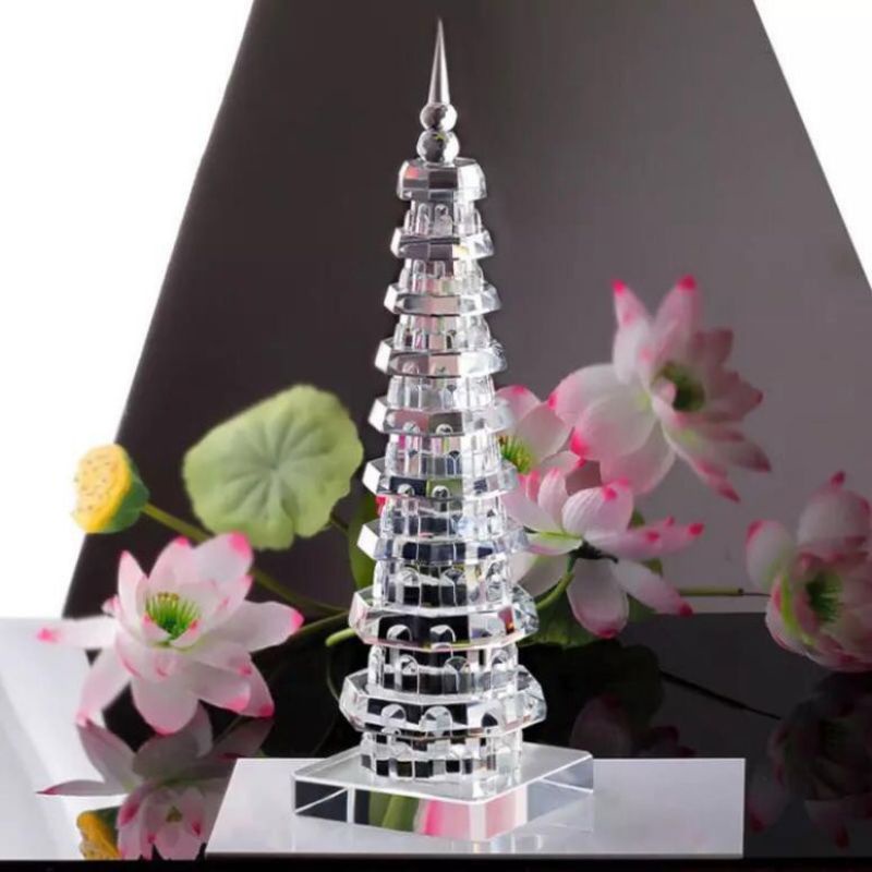 Tháp văn xương pha lê thủy tinh 7 tầng 9 thu hút tài lộc
