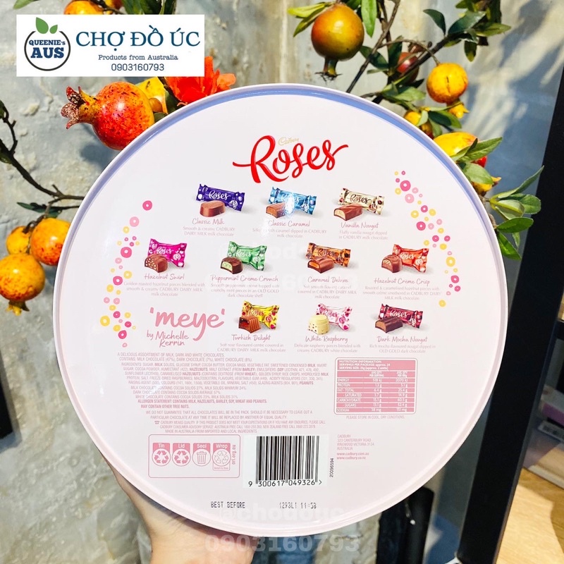 Hộp quà Chocolate Cadbury Roses Tin Phiên bản đặc biệt - hộp 600g - nhập Úc 🇦🇺