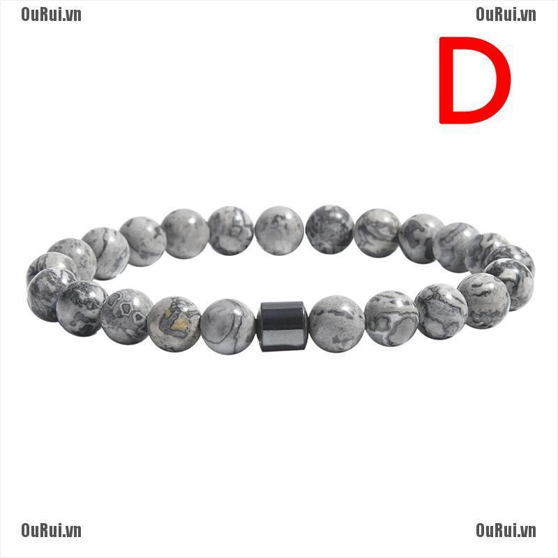 Vòng Đeo Tay Đính Đá Núi Lửa 8mm Cá Tính Cho Nam Và Nữ