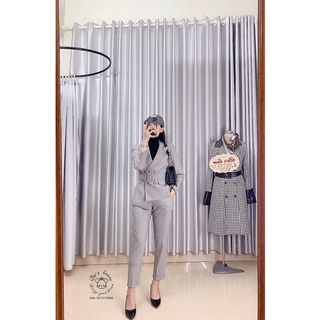Set vest vạt lệch quần baggy (Ảnh thật).