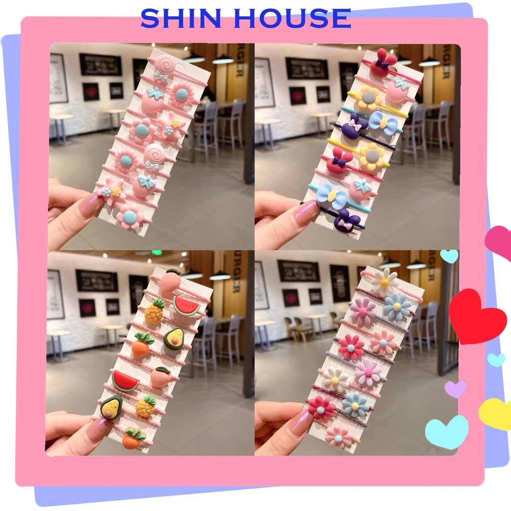 Set Vỉ 10 dây cột buộc tóc cho bé cute cực xinh 4017
