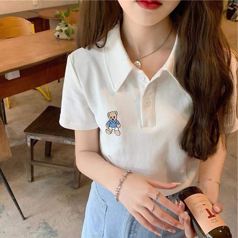 (MẪU MỚI-SLL) Áo thun cổ somi thêu croptop ❤️❤️❤️ CHIBEST_ATH069 | BigBuy360 - bigbuy360.vn