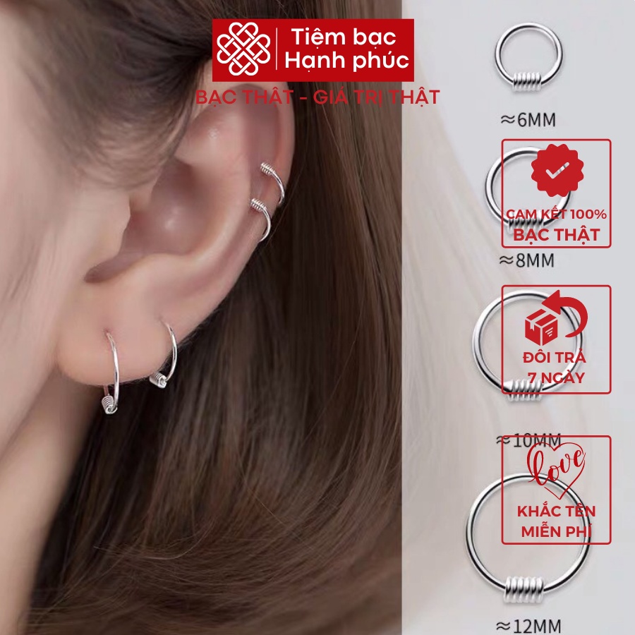 Khuyên tai nữ bạc ta nguyên chất, xinh xắn, cam kết khuyên tai bạc ss925 không xỉn màu - Mã TSJB09