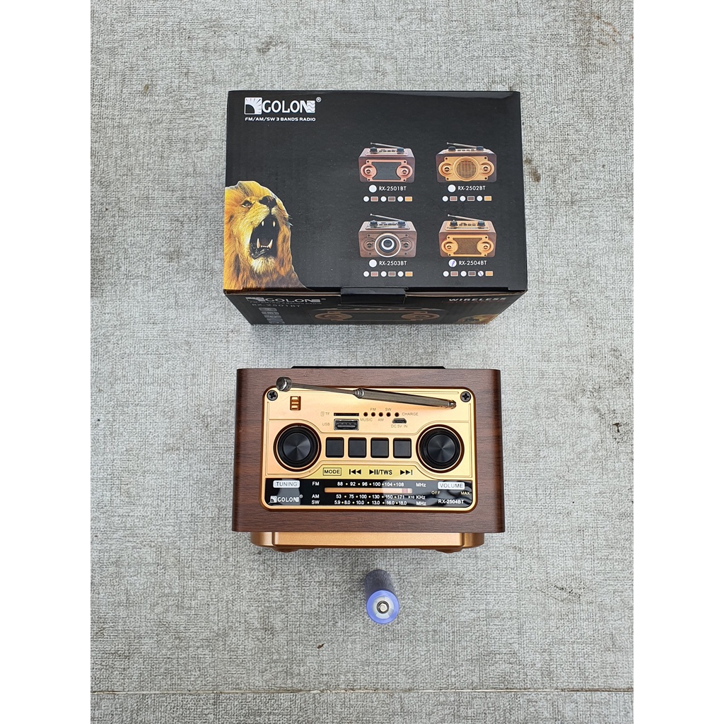 Đài radio FM RX2504 BT thiết kế vân gỗ hiện đại âm thanh hay to rõ hỗ trợ Bluetooh thẻ nhớ USB thiết kế cổ điển vintage