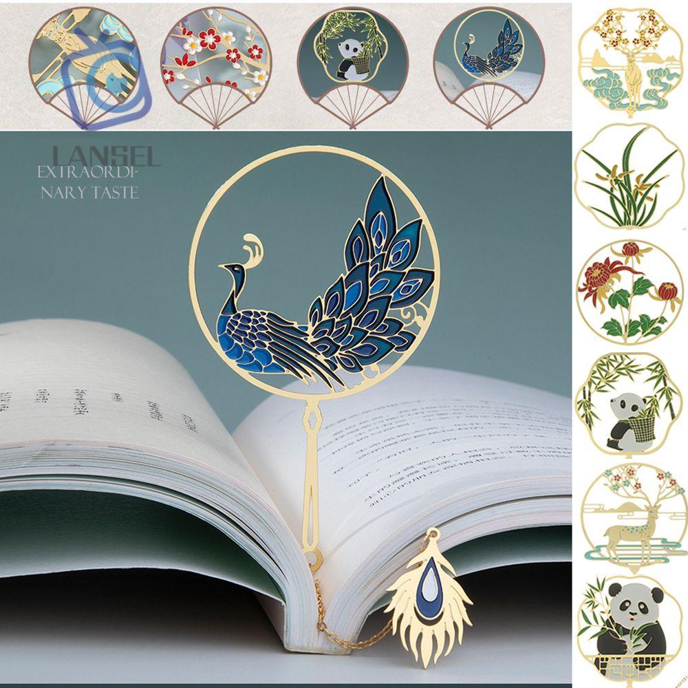 Kẹp đánh dấu sách bằng đồng phối tua rua phong cách Trung Hoa cổ điển tiện lợi