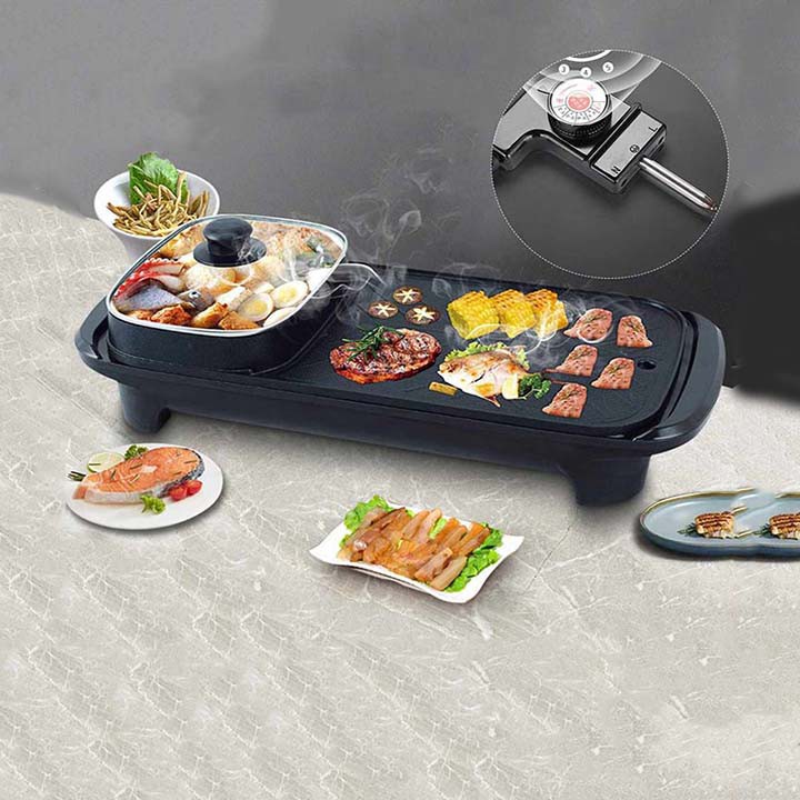 Bếp lẩu nướng BBQ đa năng 2 in 1 gia đình 6 người ăn