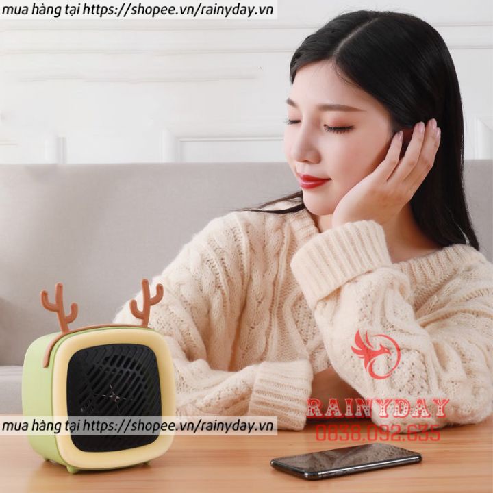 Máy sưởi mini để bàn có đèn sưởi ấm mùa đông, quạt sưởi công suất 400W cho phòng ngủ văn phòng