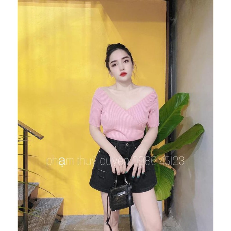 Áo len montogi cộc tay vạt chéo [ Quảng Châu ] [ Ảnh Thật ] | BigBuy360 - bigbuy360.vn