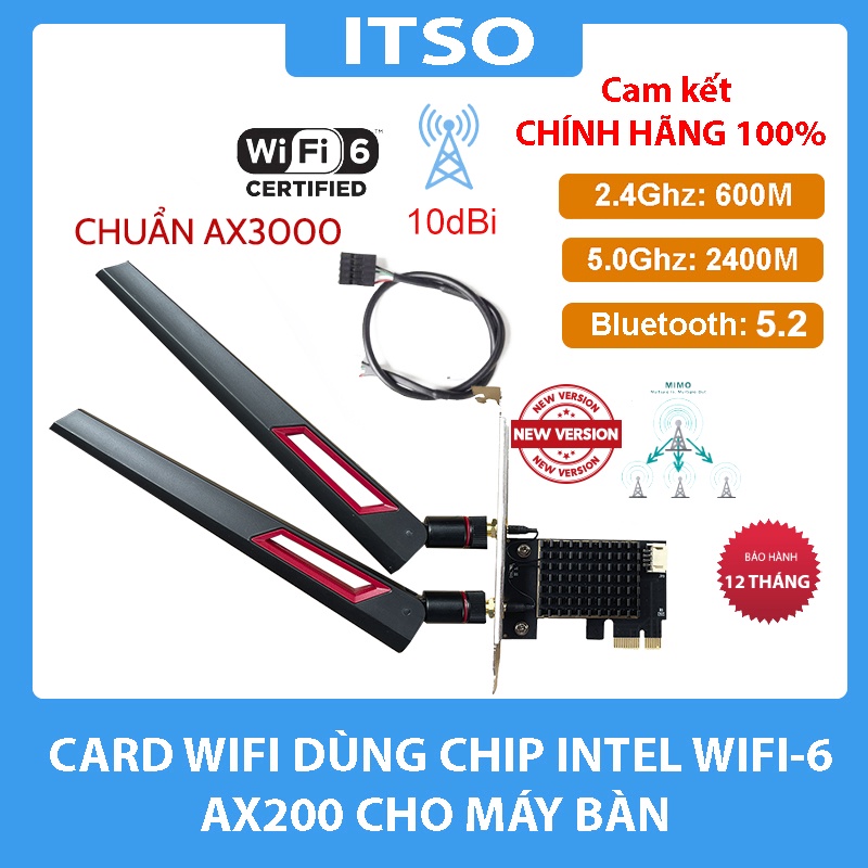 Card WIFI Intel AC 3168 7265 9260 AX200 AX210 có tản nhiệt cho máy bàn