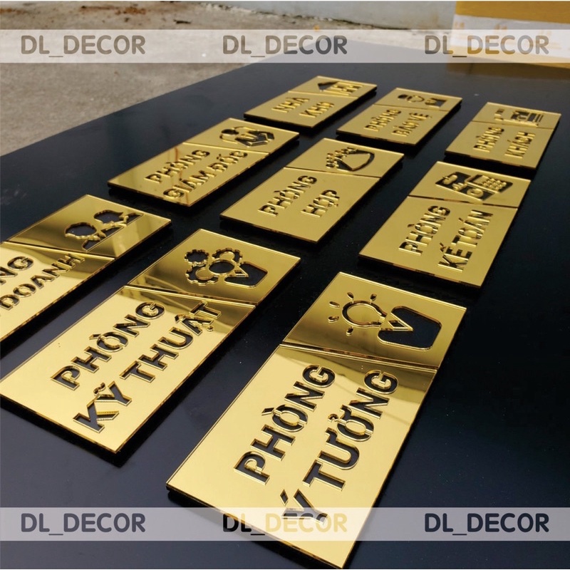 Bảng tên phòng cắt laser dán tường - gia công nội dung bảng theo yêu cầu