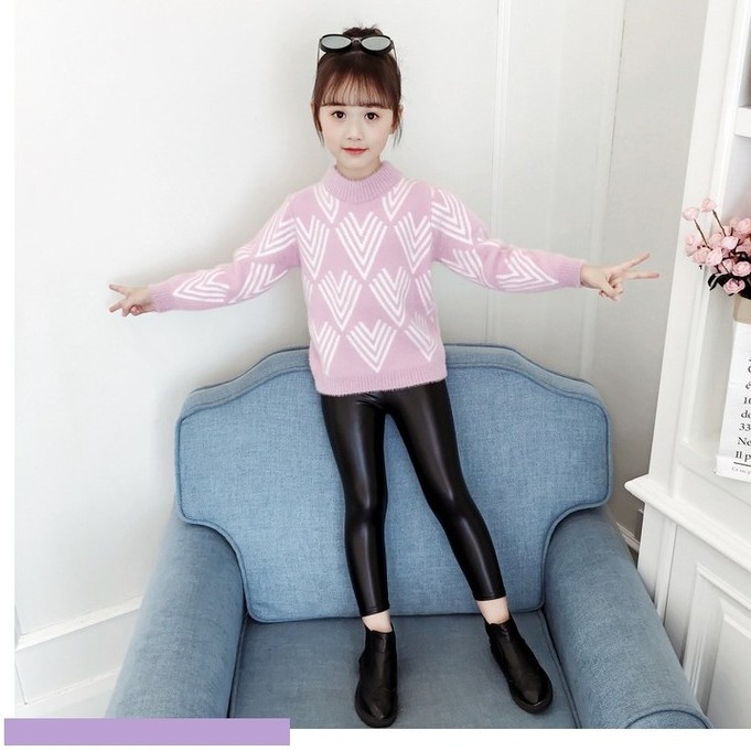 Áo len bé gái lớn họa tiết chữ V cá tính size 15-40kg (HÀNG QCCC) [AL19]