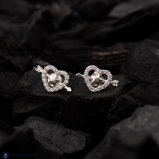 Khuyên tai / bông tai Puns Jewelry bạc S925 hình trái tim cupid dễ thương