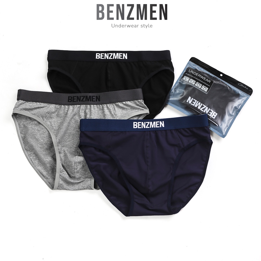 Quần Lót Nam Benzmen, Kiểu Tam Giác Briefs, Chất Liệu Cotton Mềm Mại Co Giãn 4 Chiều, Thoáng Khí, Kháng Khuẩn