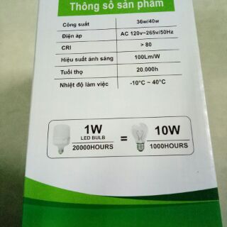 ĐÈN LED SIÊU SÁNG HÌNH TRỤ 40W
