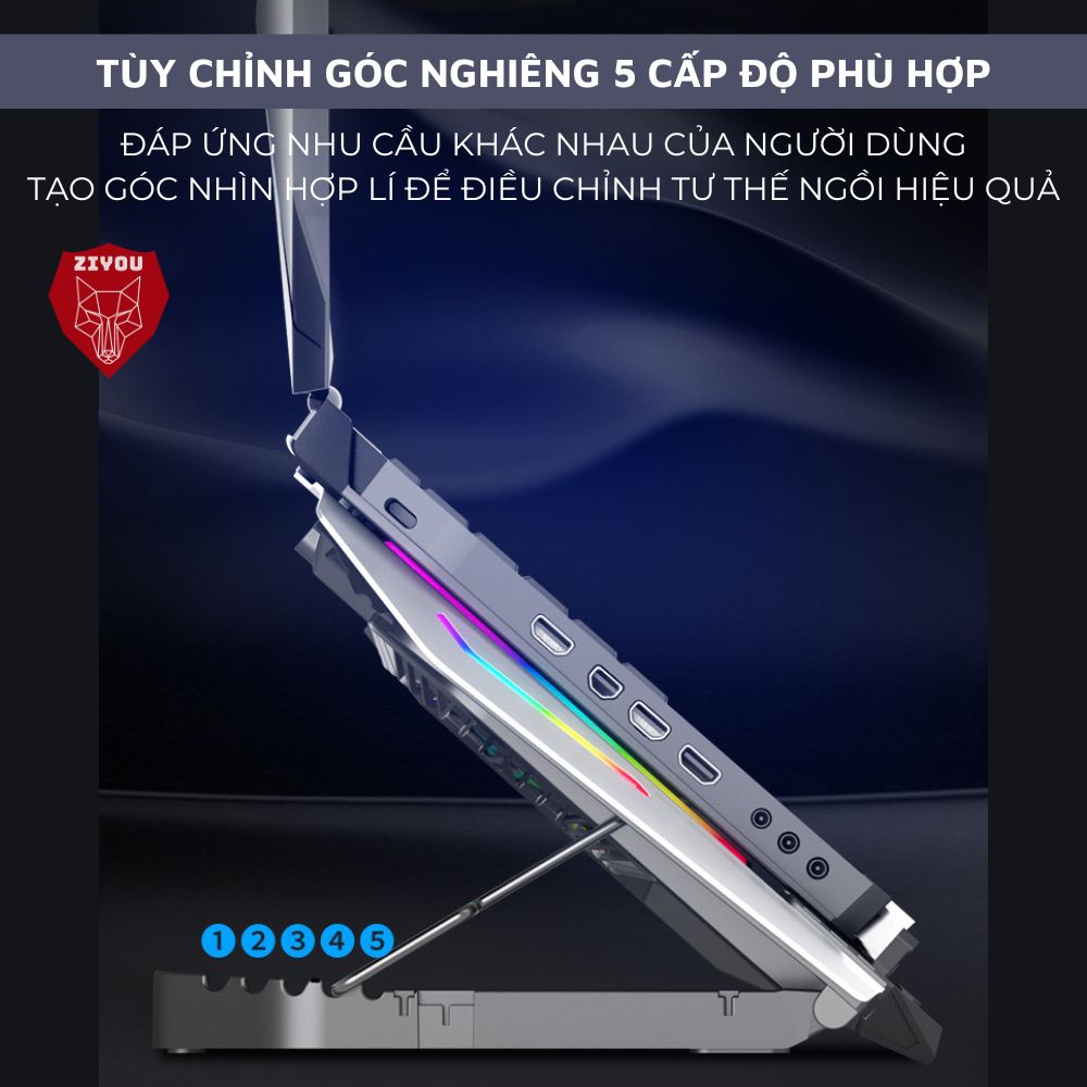 Đế Tản Nhiệt Cao Cấp Ziyou N9 Led RGB Hệ Thống Quạt TURBO Làm Mát Nhanh Vận Hành Êm Ái | BigBuy360 - bigbuy360.vn
