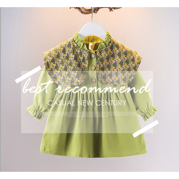 Đầm cho bé gái SMUMKIDS, Dán chữ A vải cotton, váy bé gái từ 1 tuổi