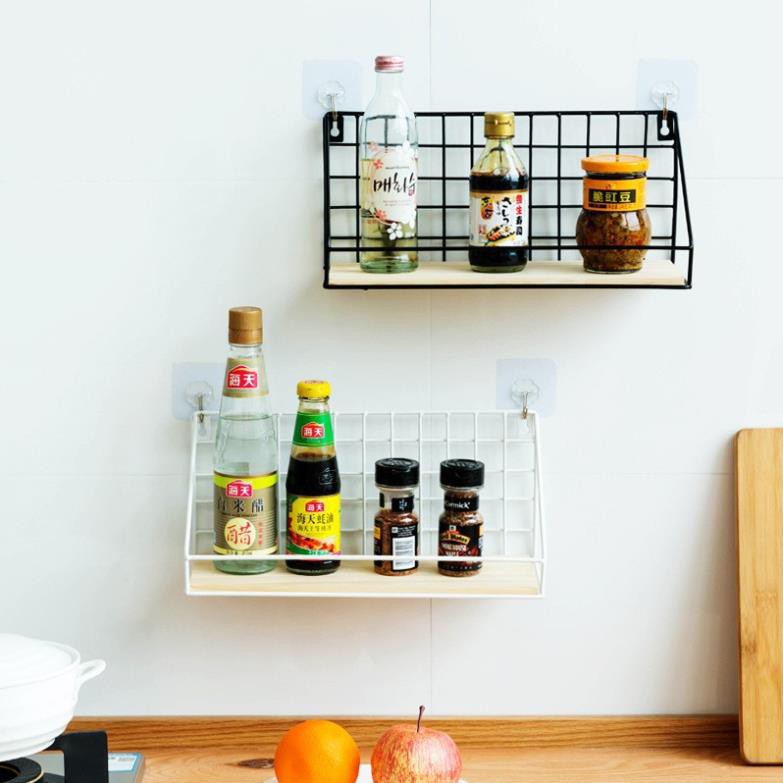 Kệ Sắt Đáy Gỗ ,Kệ Trang Trí Nhà Cửa ,Decor Phòng, Giá Để Đồ Treo Tường  Đa Năng Tặng Kèm Đinh 4 Chân+Miếng Dán Tường K20