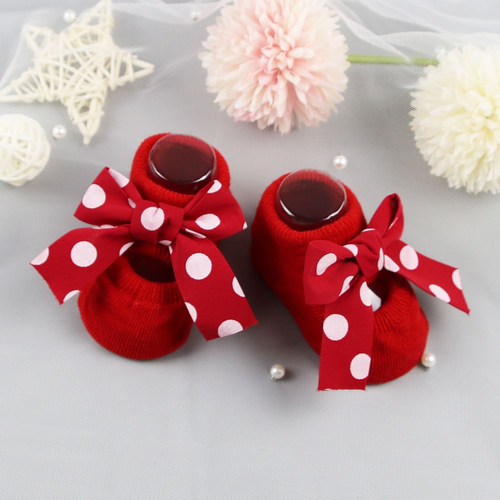 Vớ cotton mềm chống trượt đính nơ xinh xắn cho bé gái MIHAN1