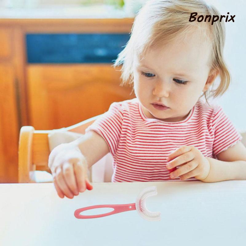 [Hàng mới về] Bàn chải đánh răng cầm tay hình chữ U tiện lợi cho bé từ 2-6 tuổi