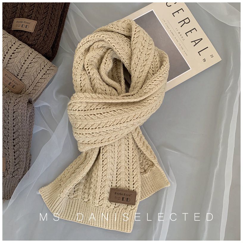 Khăn Choàng Cổ Dệt Kim Ấm Áp Phong Cách Hàn Quốc