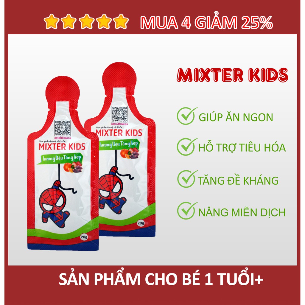 Mixter Kids (5 gói) nâng miễn dịch, đề kháng hiệu quả cho bé (ăn dạng thạch, vị cam, dâu, sô cô la)