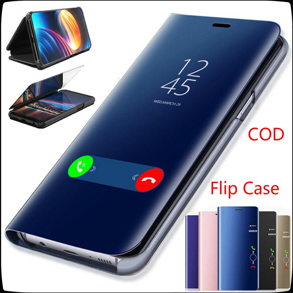 Bao da điện thoại tráng gương nắp gập thông minh mới cho Samsung Galaxy S6 S6 Edge Plus S7 S7 Edge S8 S8 Plus S9 S9 Plus