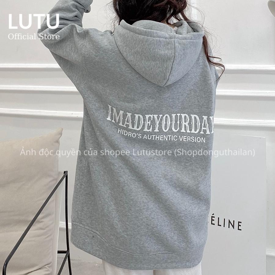 Áo Khoác Hoodie Nỉ Bông Unisex Nam Nữ Khóa Zip In Chữ Form Rộng Ulzzang