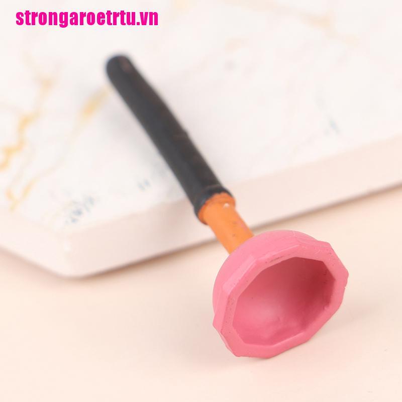 【aroe】4pcs 1:12 Doll House Miniature Wood Toilet Plunger Model Furniture Acces