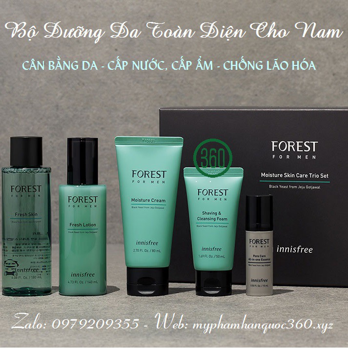 Bộ Dưỡng Da Toàn Diện Cho Nam Innisfree Forest For Men Moisture Skincare Trio Set